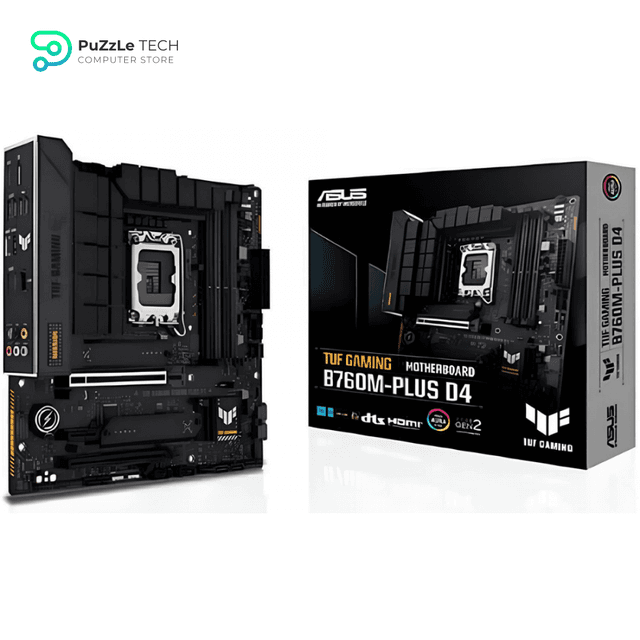 ASUS TUF GAMING B760M-PLUS D4 Intel(13th and 12th Gen) LGA 1700 mATX motherboard,PCIe 5.0,2xPCIe 4.0 M.2 slots,DDR4,WiFi 6,2.5Gb LAN,USB 3.2 Gen 2x2 Type-C,front USB 3.2 Type-C,Thunderbolt (USB4®)