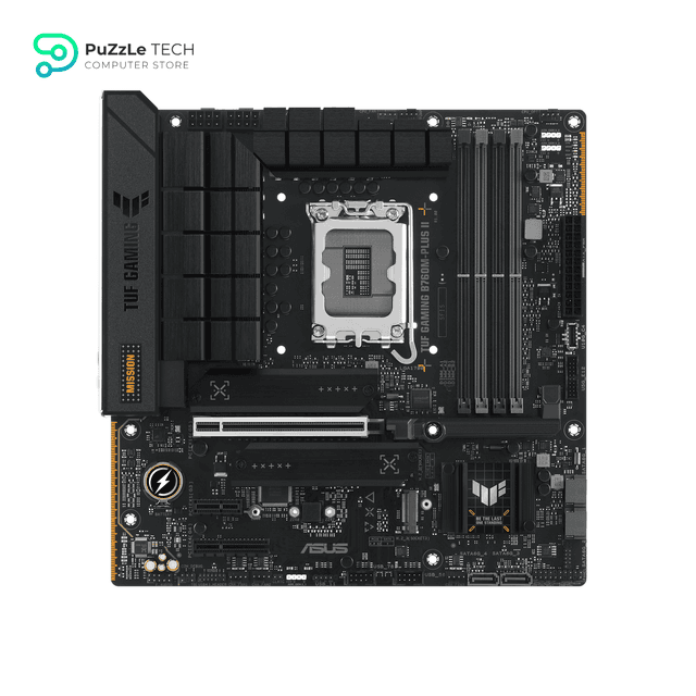 ASUS TUF GAMING B760M-PLUS II Motherboard - 12(50A)+1(60A)+1 Power Stages, PCIe 5.0, DDR5 Support, USB 20Gbps Type-C, 2.5 Gb Ethernet, PCIe Q-Release, and Two-Way AI Noise Cancelation for Enhanced Performance