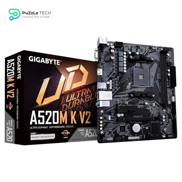 GIGABYTE A520M K V2 DDR4 Supports AMD Ryzen Processors Up to 64 GB DDR4 PCIe 3.0 x4 M.2 Realtek GbE LAN And 7.1 Audio