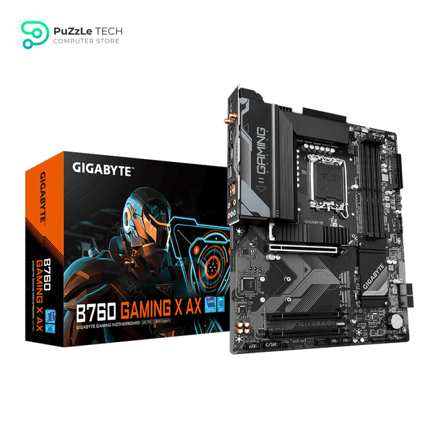 GIGABYTE B760 GAMING X AX LGA 1700 Intel B760 ATX Motherboard with DDR5, M.2, PCIe 4.0, USB 3.2 Gen2X2 Type-C, AMD WiFi 6E, 2.5GbE LAN, Q-Flash Plus, PCIe EZ-Latch