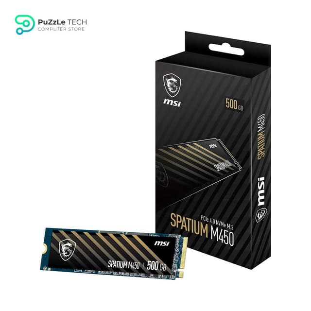 MSI SPATIUM M450 PCIe 4.0 NVMe M.2 500G - Up To 3600MB/s Read - 2300MB/s Write - PHISON E19T - 3D NAND - M.2 2280 - 300TBW
