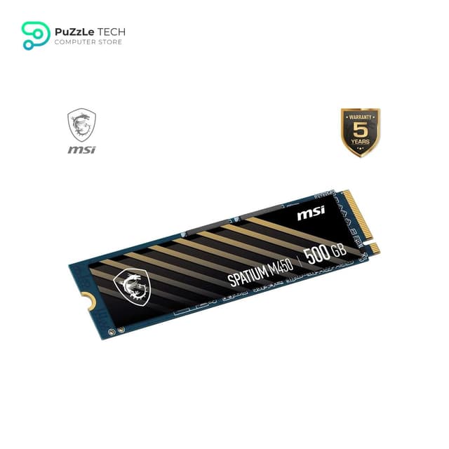 MSI SPATIUM M450 PCIe 4.0 NVMe M.2 500G - Up To 3600MB/s Read - 2300MB/s Write - PHISON E19T - 3D NAND - M.2 2280 - 300TBW