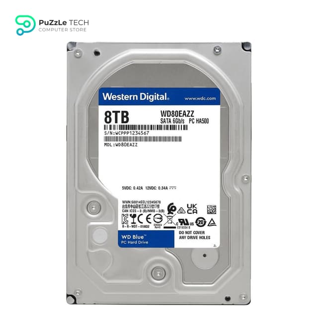 Western Digital 8TB WD Blue PC Internal Hard Drive HDD - 5640 RPM SATA 6 Gb/s 256 MB Cache 3.5 - WD80EAAZ